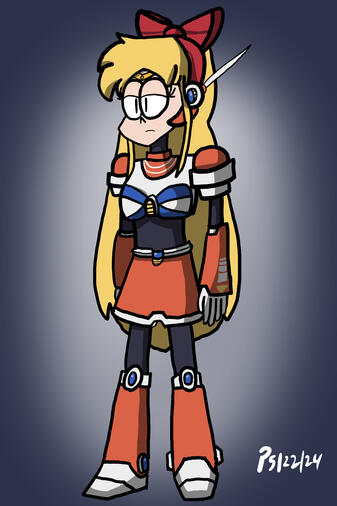 Sailor Venus (Sailor Moon) as a Reploid (Mega Man X) based on a design by DeviantArt user glitcher